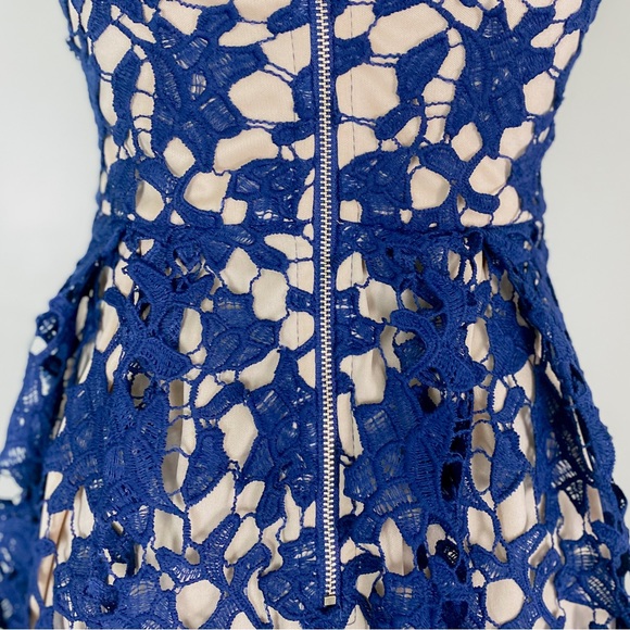 Anthropologie Lace Slip Boho Women's Dress Navy Blue Midi Built In Bra XS - Picture 8 of 13